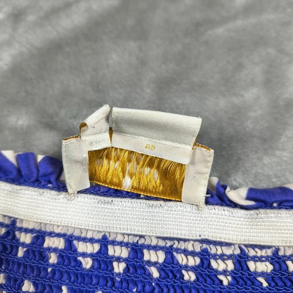 Kate Spade Skirt The Rules Women Small Blue White Zigzag  Smocked Mini A Line‎
